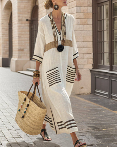 Loose Contrast Dress For Holidays